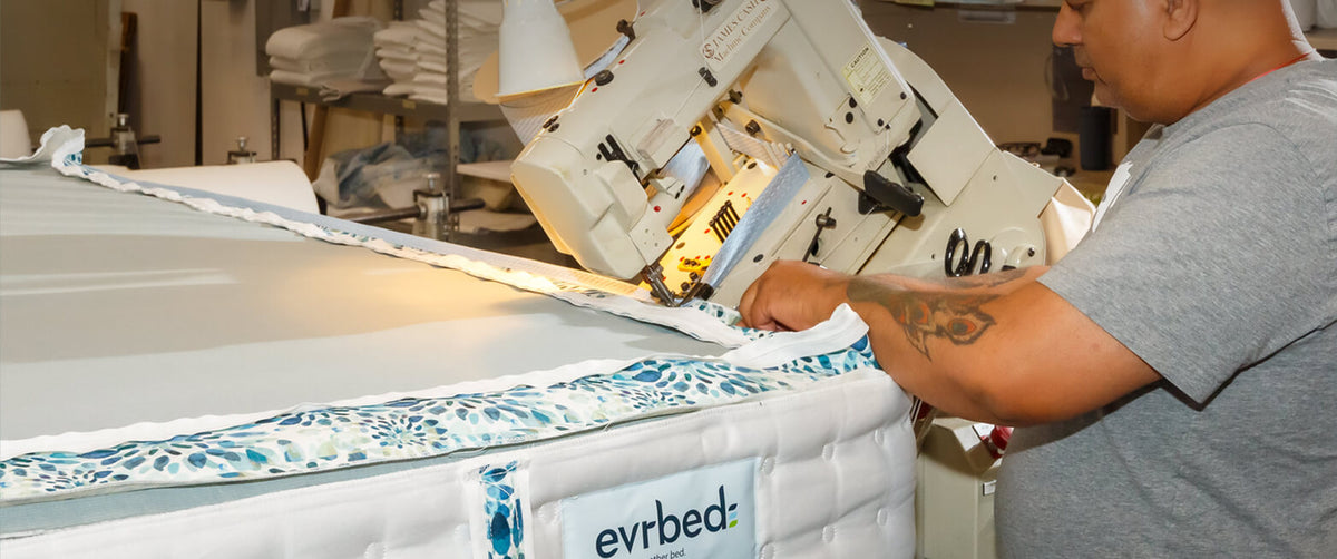 Evrbed mattress being sewn at the Calgary factory